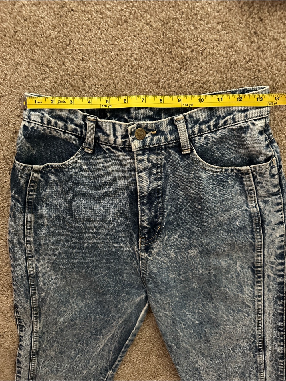 Whipp Women’s High Waisted Vintage Acid-Effect Gray Blue Straight Jeans